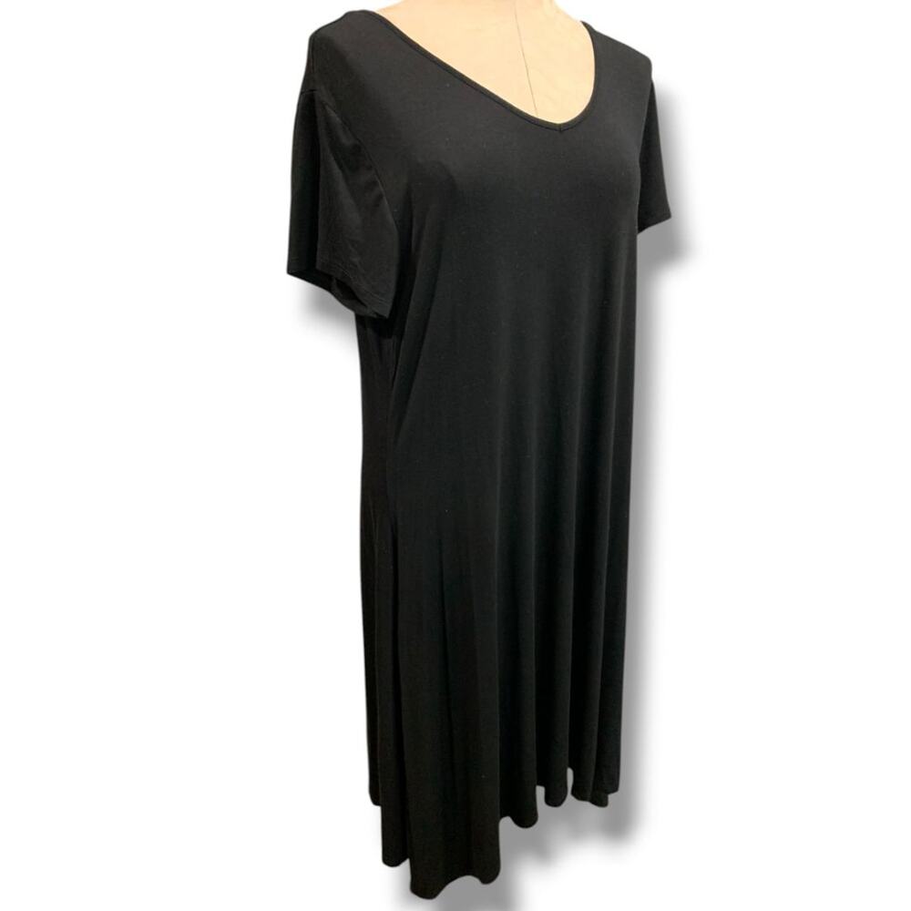 Size XL Chicos Black Jersey Knit Midi Dress Soft Tshirt Short Sleeve